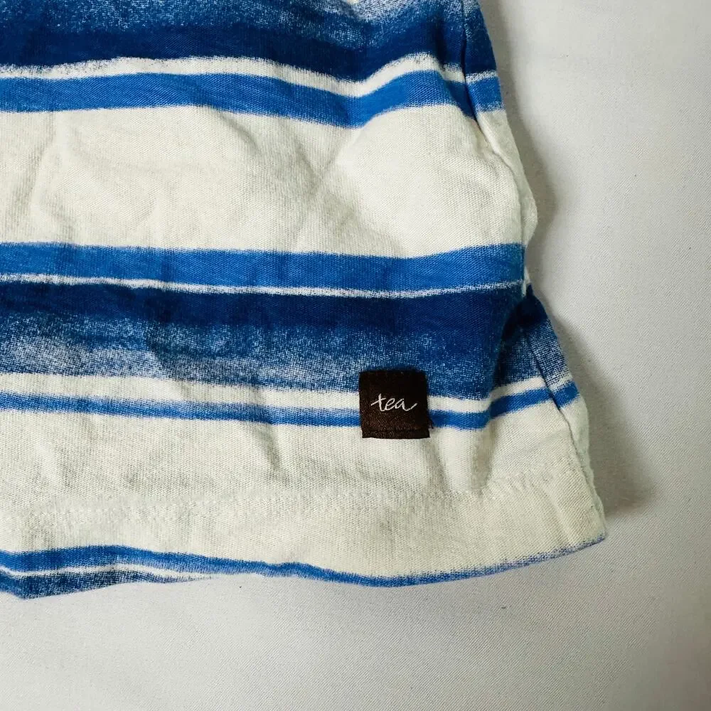 Tea Collection Blue & White Striped Shirt Dress Sz 6-12 mo